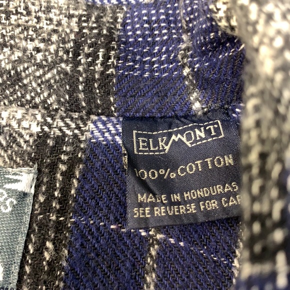 CAMP 100% COTTON SHACKET FLANNEL BLUE WITH GRAY SHADES 2 POCKET FRONT - Picture 2 of 5